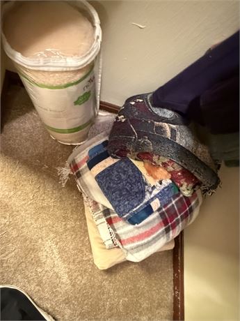 Blankets & Round Pillow in Closet