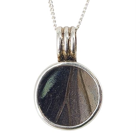 950 Silver Butterfly Wing Pendant on Sterling Silver Chain