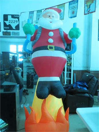 Holiday Living Air Blown Fire & Ice Santa w/Jet Pack