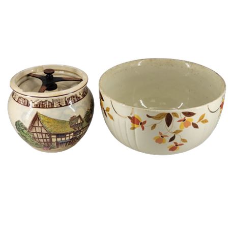 Hand-Painted Royal Winton Jar / Hall's Superior Mixing Bowl
