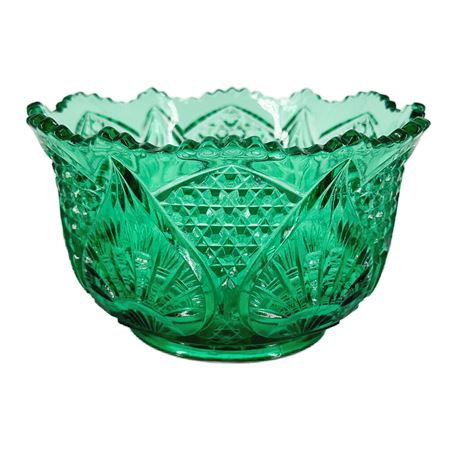 Vintage Aqua Pressed Art Glass Candy Bowl
