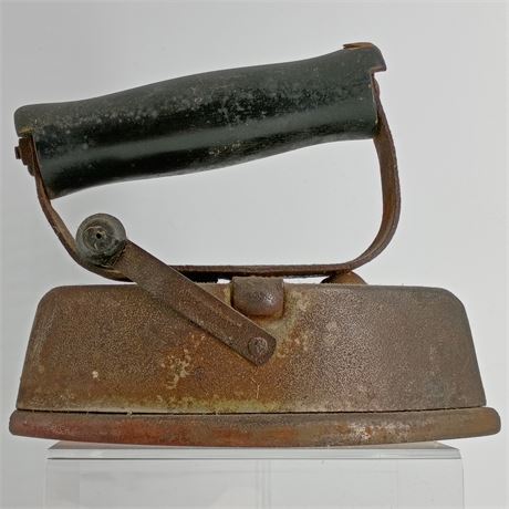 Antique Sad Iron with Wooden Handle – Early 1900s
