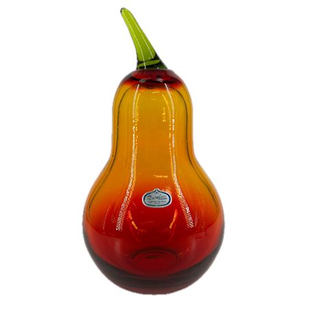 Vintage Rainbow Art Glass Red Pear