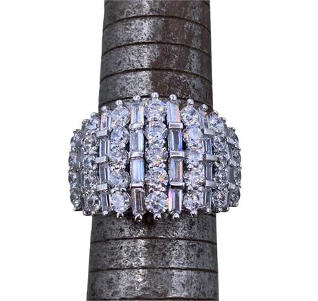 NEW Bella Luce Rhodium over Sterling Cigar Band Cocktail Ring