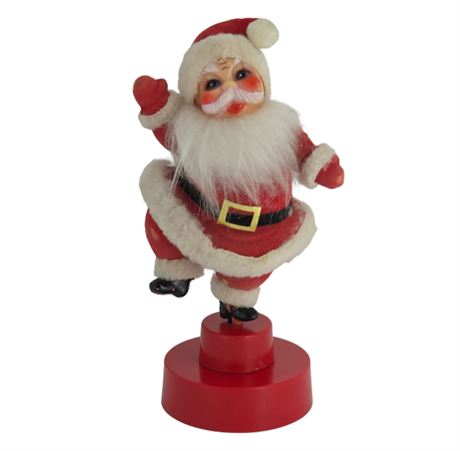 VTG Flocked Santa, Wind-up Music Box