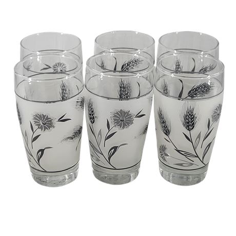 Libbey Frosted Glass Silver Wheat Tumblers - Set of 6