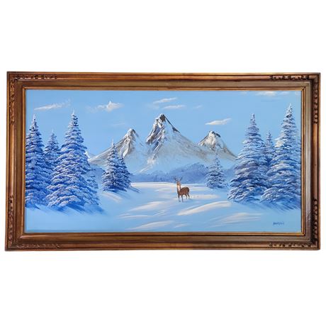 Winter Mountain Landscape Framed Painting