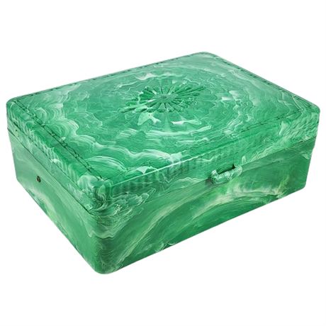 Vintage Hommer Mfg. Marbled Green Plastic Jewelry Box
