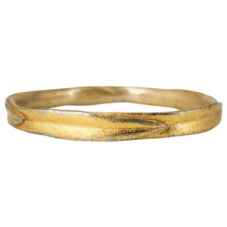 Vintage Crown Trifari Gold Tone Leaves Bangle Bracelet