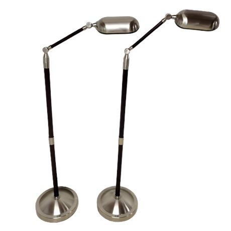 Set of 2 Sharper Image Design Adjustable Floor Lamps
