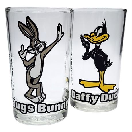 Pair Vintage 1976 Warner Brothers Juice Glasses