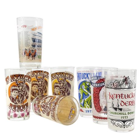 Vintage Lot of Kentucky Derby Commemorative Glasses