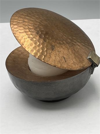 Hammered copper candle holder made in India