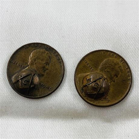 2 Freemason Wheat Pennies