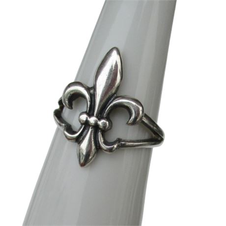 925 Sterling Silver FLEUR-DE-LIS Ring Sz 7.75