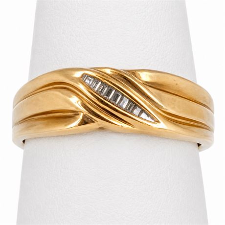10K Gold Ring with Diamond Accent Bypass Band