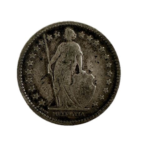 1907 B Swiss 1 Franc Coin 83.5% Silver