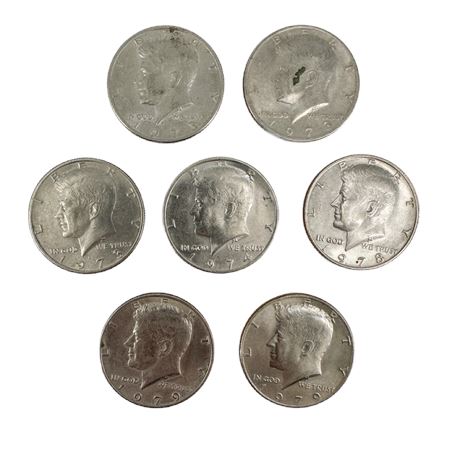 Lot of 7 1970's Kennedy Half Dollars