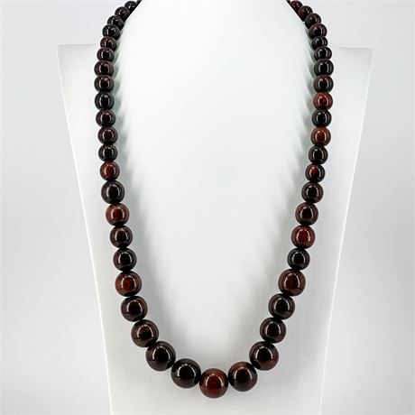 Vintage Graduated Wood Bead Chunky Necklace