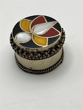 Silver small kumkum box with enamel top