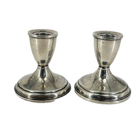 Pair of Sterling Weighted Candlesticks