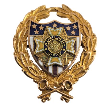Vintage 10K Gold Veterans of Foreign Wars Auxiliary Enamel Pin