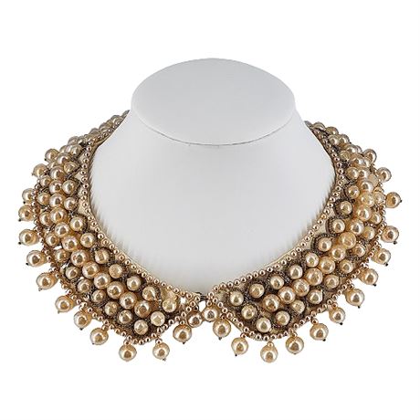 Hand Beaded Faux Pearl Collar