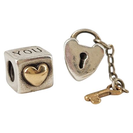 Two Genuine Pandora Sterling Silver Charms