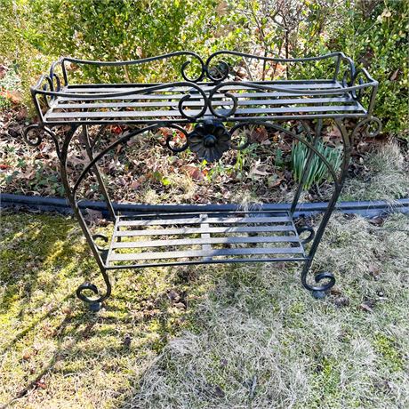 Small 2 Tier Metal Garden Planter Shelf