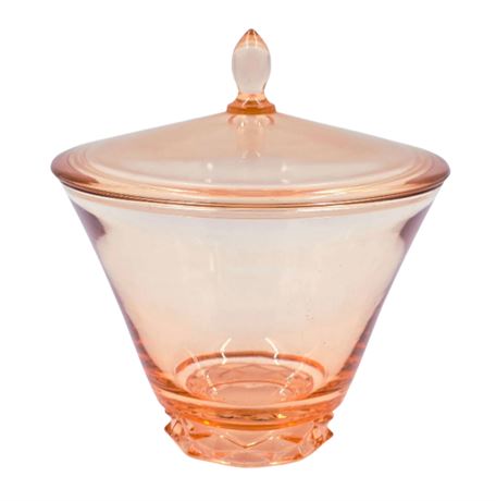 VTG Pink Glass Candy Dish with Lid