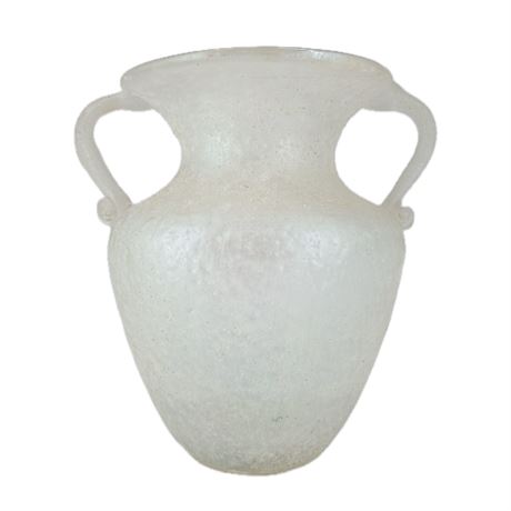 Opalescent Textured White Glass Vase, Murano-inspired