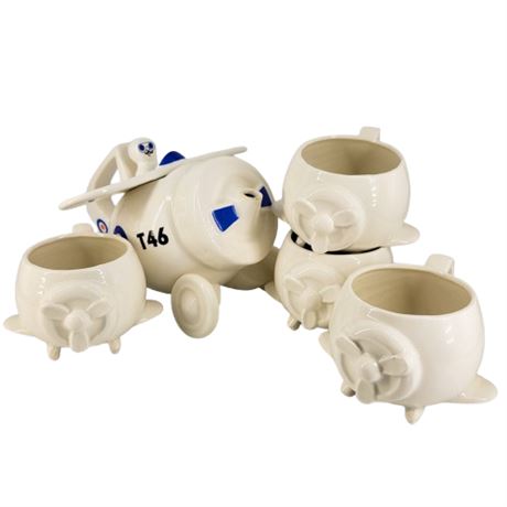 Vintage 1976 Stuart Taylor Westfield Plane Teapot and 4 Mugs
