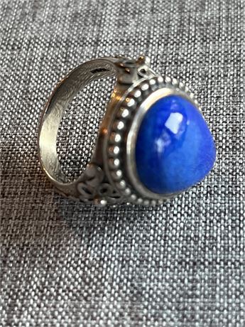Sterling Ring with Lapis Cabochon