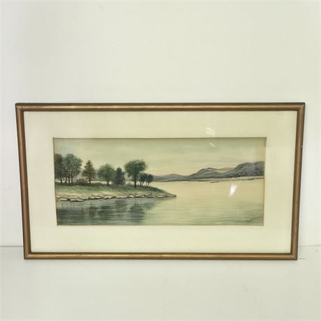 Vintage Framed Original Watercolor