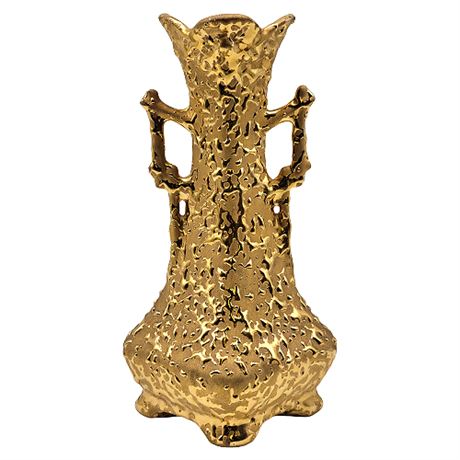 Mid-Century Weeping Bright Gold Ceramic Vase