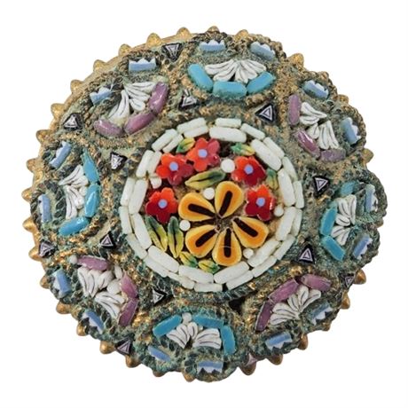 Flawed Vtg Italian Micro Mosaic Brooch
