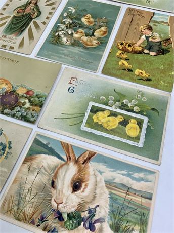 9 pc 1907-1914 Antique Easter Postcard Ephemera Correspondence Lot