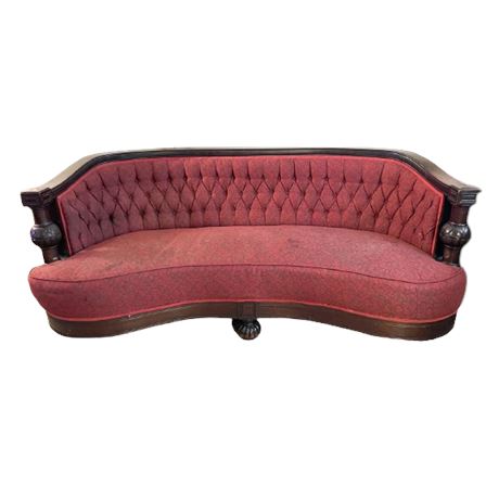 Antique Mahogany Brocade Style Sofa