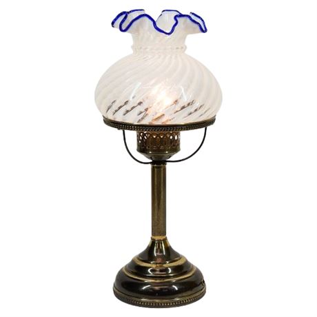 Vintage Fenton 80th Anniversary Swirled Art Glass Table Lamp
