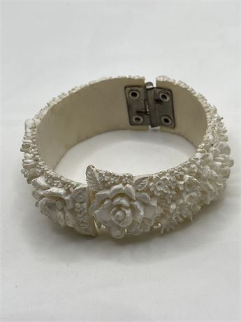 Vintage white celluloid cuff bracelet