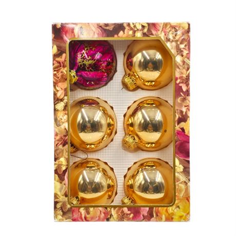 2.5" Glass Christmas Ornaments, Gold