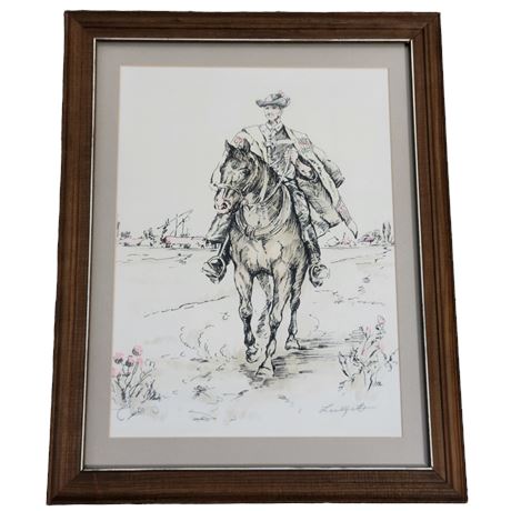Signed Hungarian Horseback Rider Framed Print