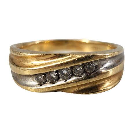 14K Gold Diamond Mens Ring, Size 13