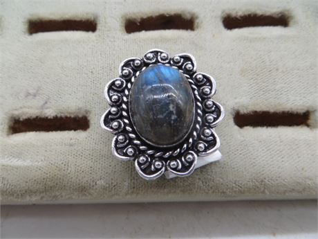 New Labradorite German Silver Ring Size 7