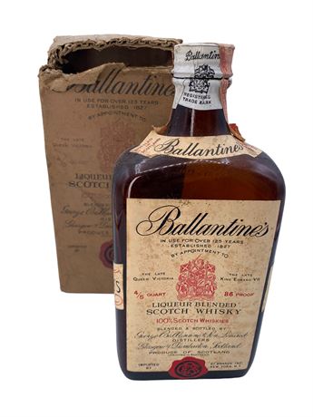 Vintage Ballantine’s Scotch Whiskey Liquor Bottle & Box
