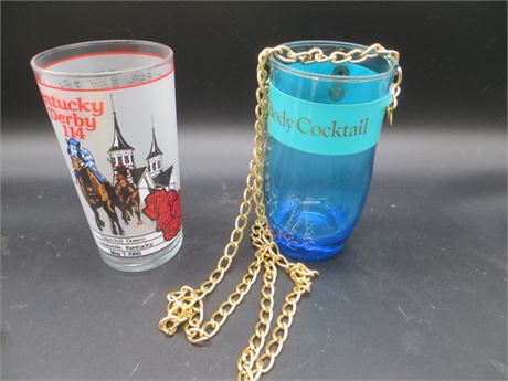1988 Kentucky Derby Glass & Body Cocktail Blue Glass