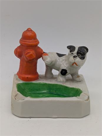 Vintage Porcelain Ashtray Dog Fire Hydrant trinket dish