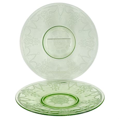 Pair of Anchor Hocking Uranium Depression Glass Plates