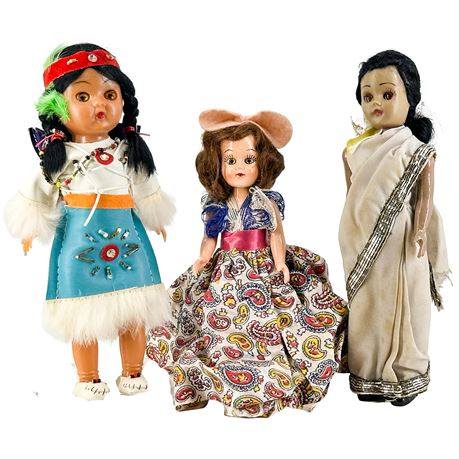3 Vintage Miniature Dolls with Blinking Eyes