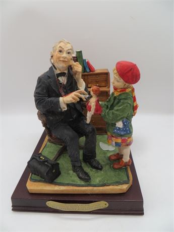 Norman Rockwell Signed Porcelain Figure Doctor w/Doll